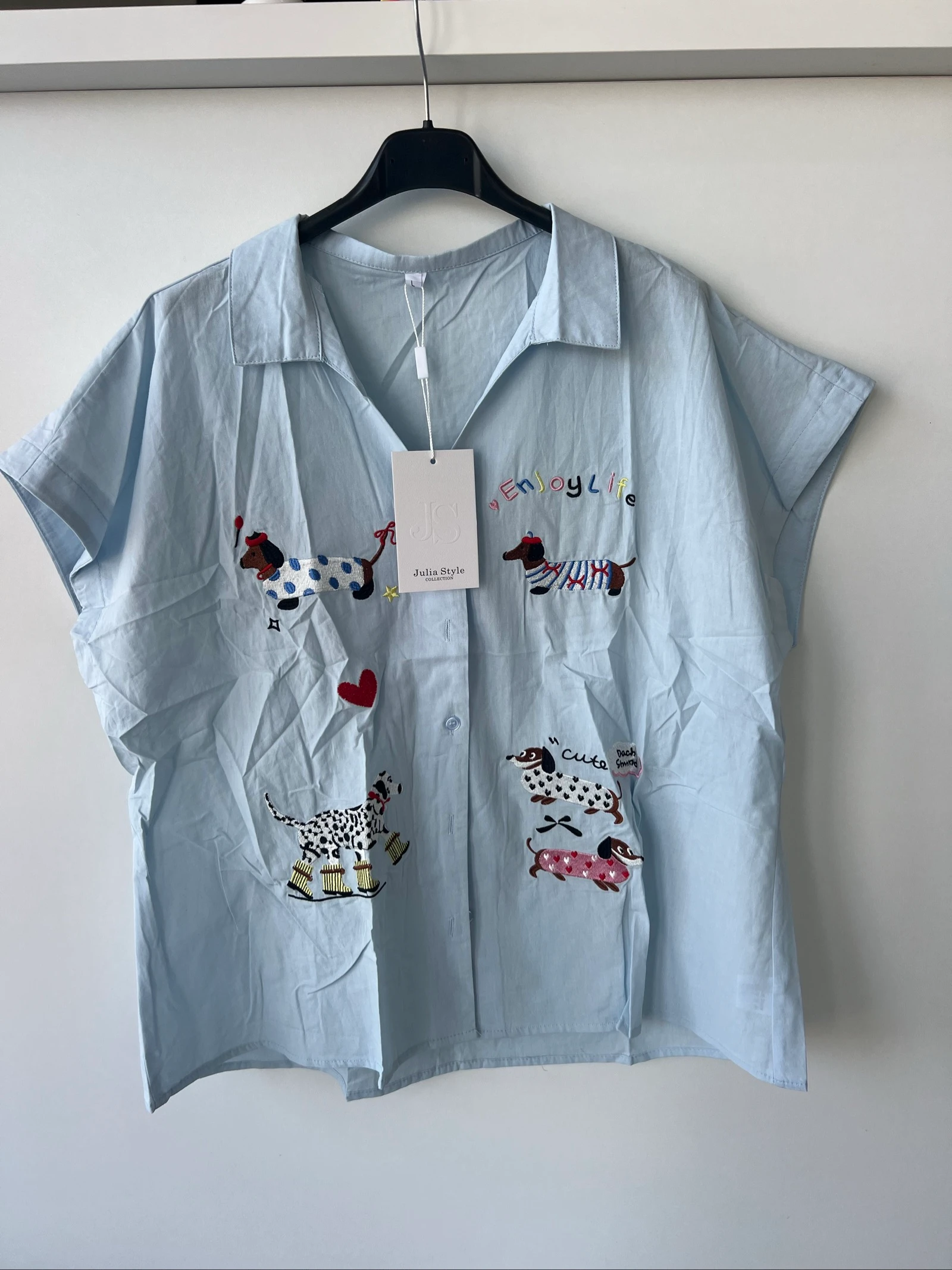 🐶💙 Camisa Bordada Cães | Tamanho Único 💙🐶